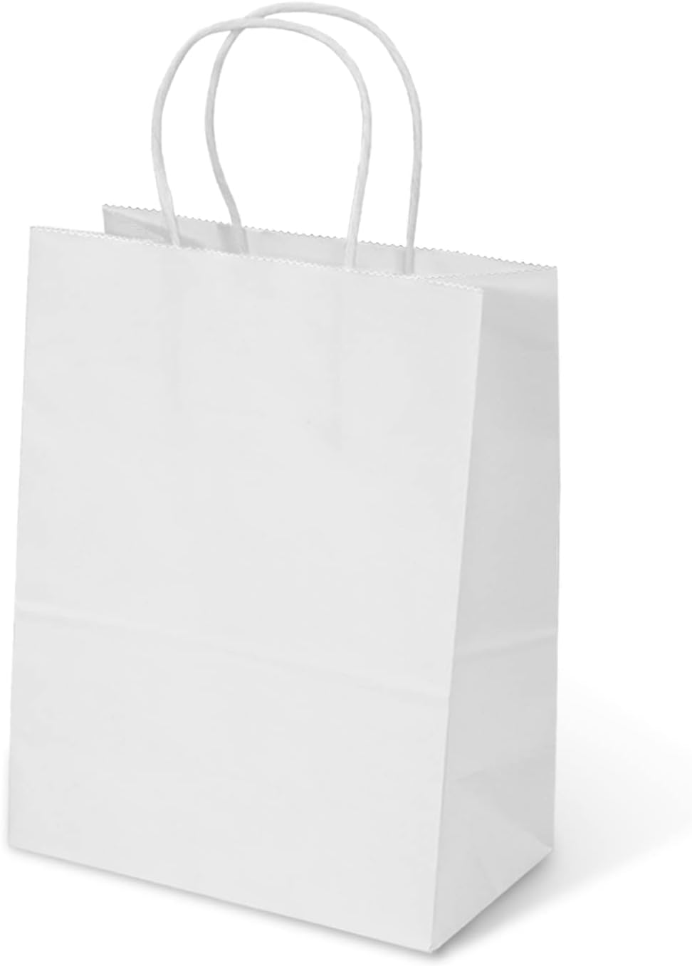 TOWRAP White Gift Bags 100Pcs 8 x 4.25 x 10.5 Inch Paper Bags With Handles, Bulk, Party, Retail, Merchandise, Favor Bags for Versatile Occasions