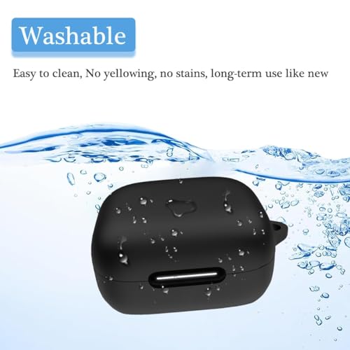 Dl3 Mobilak Compatible with Anker Soundcore R50i NC/Anker P30i Case Cover, Soft Silicone Shockproof Protective Case Wireless Earbuds with Carabiner, Front LED Visible (Black)