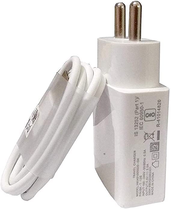 Image of The Black Store Original 18W Type-C Charger for Samsung A31|A 31|M11|Tab S6 Lite|A31|A41|M21 Charger|Qualcomm QC 3.0 Quick CAF, Rapid, Dash, VOOC, USB Type C(Adapter & Cable)-White (83S000734)