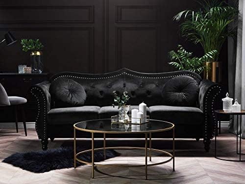 Image of Modern & Traditional 3 Seater Sofa Luxury Chesterfield Sofa for Looking in Luxurious Design for Living Room Dining Room for Home & Living Room Office. (Black)