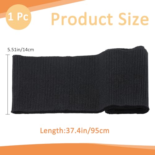 GORGECRAFT Elastic Ribbing Knit Material Cuffs Waistband Fabric Sewing Supplies Collar NeckBands Hem Trim Handcrafted Fabric for Cuffs Jacket Neckline Trimming Edging Garments Black 37.4x5.71inch - Image 2
