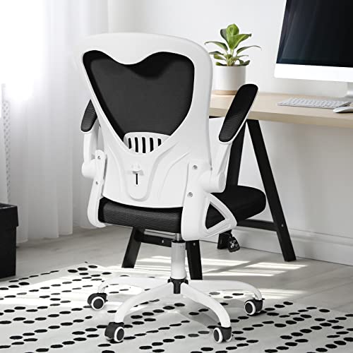 Dvenger Office Desk Chairs With Wheels And Flip Up Arms, Executive Office Chairs Clearance, Height Adjustable Ergonomic Mesh Office Chair For Home Office, White #TOP1