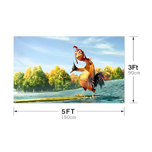 Image of Funny Chicken Flag 3x5 Feet with 4 Brass Grommets Wall Hanging Decor | for Bedroom College Dorm Room Parties Home Decorations