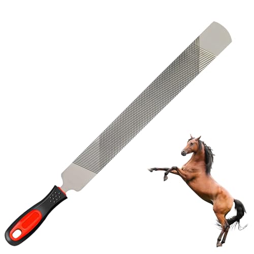 Shwdsy Sturdy Hufraspel für Pferde Carbon Steel Hufeisenfeile Doppelseitige Hufraspel Hufraspel-Flachfeile mit Griff für die Hufpflege von Pferden Schafen und Rindern