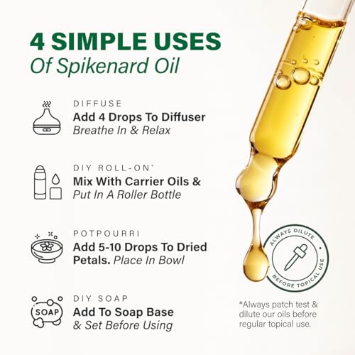 Image of 100% Pure Spikenard Oil - 1 Fl Oz Spikenard Essential Oil for Hair, Skin, Diffuser, Aromatherapy & DIY Soap Making Scent