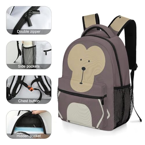 Monkey Backpack for School, Cute Monkey Animal Laptop Backpack Bookbag Computer Bag Travel Hiking Camping Daypack Shoulder Bag for Teenager Boys Girls Kids4