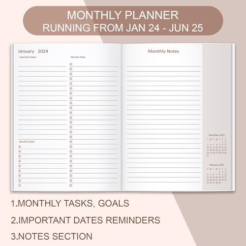 2024-2025 Monthly Planner - 14 Months Calendar from May 2024 - June 2025, Monthly Planner 2024-2025 Easy to Organize Your Daily Life, 7\" x 10\", Green Leaf - Thumbnail 3