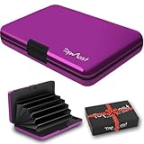 TopMost Aluminum Wallet, Card Case Wallet, Metal RFID Credit Card Holder for Men & Women, 6 Cotton Slots for 12 Cards And Bills, Rfd Protective (Purple)