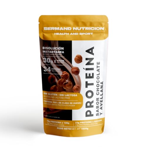 Proteína instantanea de clara de huevo en polvo Sabor Chocolate y Avellana (1020g) | Proteína en Polvo sin Glutén | Proteínas para Masa Muscular | Proteína sin Lactosa Proteína instantanea de clara de huevo en polvo Sabor Chocolate y Avellana (1020g) | Proteína en Polvo sin Glutén | Proteínas para Masa Muscular | Proteína sin Lactosa