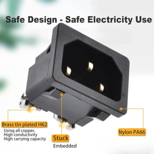 Conector IEC320 C14 macho de 3 pines con tornillo, conector de alimentación AC-04E 16A 250V 6