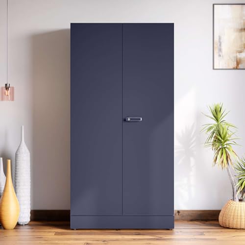 Interio by Godrej Almirah Auraline Women Basic 2-Door Steel Almirah, Cupboard for Clothes (Textured Navy Blue), 1-Year Warranty, 7 Shelves, 1 Drawer