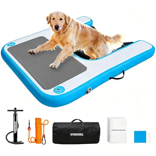 Inflatable Dog Boat Ramp, Non-Slip EVA Dog Float Floating Ramp Ladder for Pools Boats Docks, Safe & Easy Water Access for Large Dogs, Blue