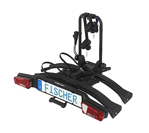 FISCHER Fahrradträger RoadLine Black, vormontierter Kupplungsträger, starre Konstruktion für mehr Stabilität, abschließbar, für 2 Fahrräder/e-Bikes, belastbar bis 60kg, integrierte Rollen, schwarz