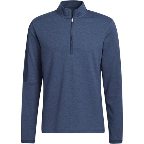 adidas Golf Men's 3-Stripes Quarter Zip Pullover, Navy, Large