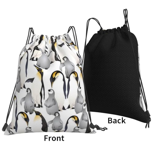 Cute Penguin Drawstring Bag, Funny Animal Gym Bag Sackpack Sports Beach Backpack for Men Women3