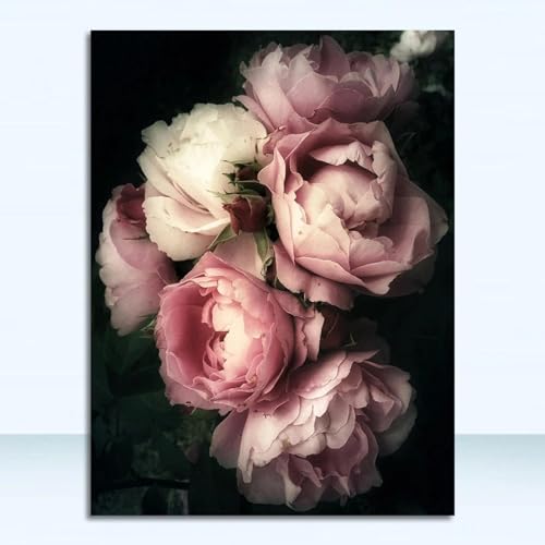 Impression sur toile rose de pivoine avec cadre interieur, art mural de qualite superieure