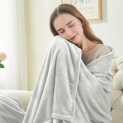 Image of BEDELITE Fleece Blankets Queen Size Dove Grey Throw Blankets for Bed, Luxury Plush Cozy Fuzzy Blanket 90x90 inches, Super Soft Warm Lightweight Throw Blanket All Seasons Suitable