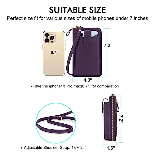Image of Peacocktion RFID Crossbody Wallet Purse for Women Small Travel Cell Phone Purses Trendy Vegan Leather Bags with Card Slots