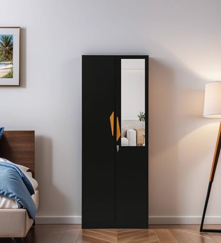 Image of Mintwud Pepperfry Engineered Wood Wardrobe with 2 Doors Storage, 1 Mirror and 1 Hanging Rod | Wooden Almirah Cupboard for Clothes Storage Organizer for Living Room Home Furniture (Wenge Finish)