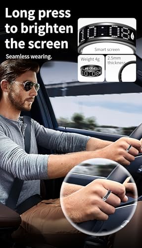 Image of Smart Ring Pro with Built-in LED Display | Caller Notifications & Vibration Alerts | Heart Rate, HRV, SPO₂ & Sleep Tracking | Gesture Control | Black | Size 9