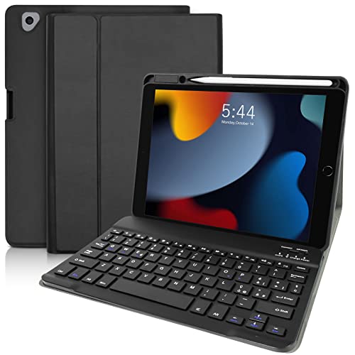 YUEJIDZ Tastiera iPad 9 Generazione 10.2,Italiano ‎QWERTY Tastiera per iPad 10.2 2021 9a Gen/ 2020 8a Gen/ 2019 7a Gen/iPad Pro 10.5/ iPad Air 3 Staccabile Wireless,Nero