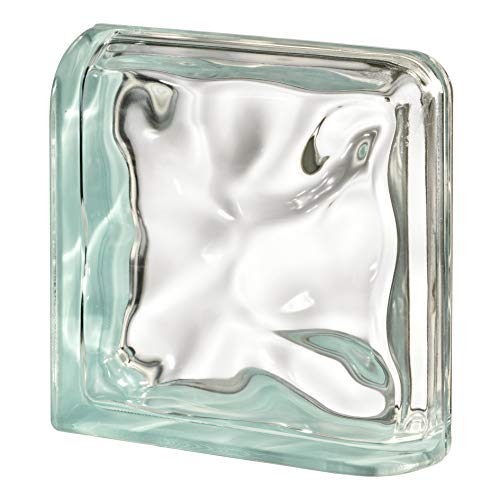Terminal Curvo Agua Reflejos Caribe para paredes de bloques de vidrio | cm 19x19x8 | Unidad de venta 1 pieza