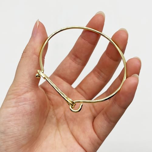 Elegant Gold Safety Pin Design Bangle Bracelet, Metal Cuff Style, Fashion Jewelry for Women3