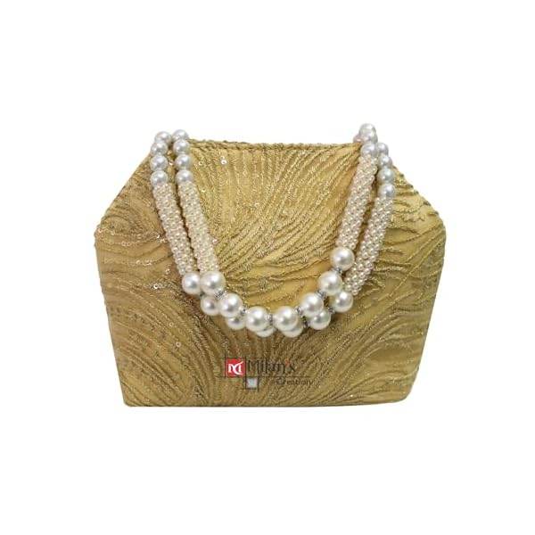 MILAN'S CREATION Fancy Bag Embroidery Designer Purse Ladies Women's Handbag with Two Pearl Handles Stylish Party - Image 3
