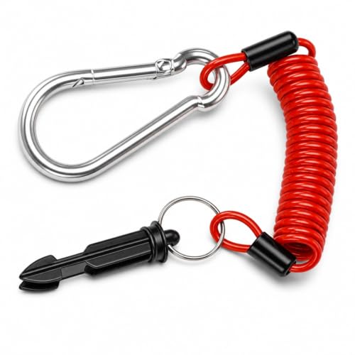 HVHC Coiled Trailer Breakaway Cable, Brake Away Safety Tether with Pull Pin