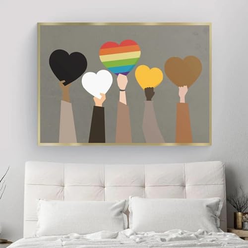 Décoration d'intérieur mains nordiques affiche égalité avec cadre tableau abstrait noir et blanc