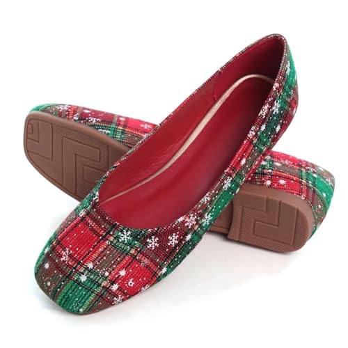 Image of ChaiRong Zhou Women Square Toe Ballets Flats Comfort Slip On Walking Shoes for Driving