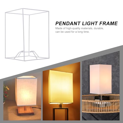Image of Beavorty Diy Lampshade Frame Wire Cage 7.87X5.51X5.51 Inch Lamp Shade Frame for Table Lamp Ceiling Light Fixture Replacement and Craft Projects