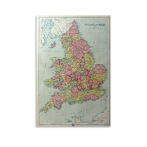 England Atlas Related Keywordï¼ŒLarge Detailed Map of England Wales Canvas Art Poster and Wall Art Picture Print Modern Family bedroom aesthetic gift Decor aesthetic vintage online cheap Posters 20x30in