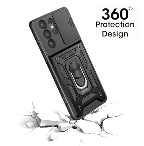 Image of Tough Armor Bumper Back Cover Case for Samsung Galaxy S26 Ultra 5G | Sliding Camera Cover, Kickstand & Ring Holder 360 Degree Protection Back Cover Case for Samsung S26 Ultra 5G - Black