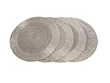 Durchmesser rund 35 cm Platzset mit Perlen rund 35 cm Tischset 4er Set Pack Glasperlen Deko Untersetzer (Silber)