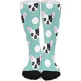 Calcetines Para Hombres Y Mujeres Perros De Polca Con Patrón De Bulldog Francés Calcetines Para Correr Mujeres Clásicos Tripulación Calcetines, Para Baloncesto, El Uso Diario, 40Cm
