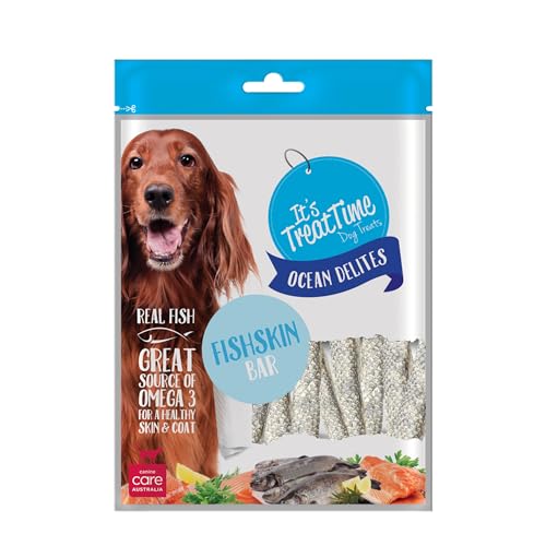 It's Treat Time Ocean Delites Fishskin Bar Dog Treat, 60G, Real Fish, Great Source of Omega 3, Joint Health, Tartar Control, Suitable for All Dogs