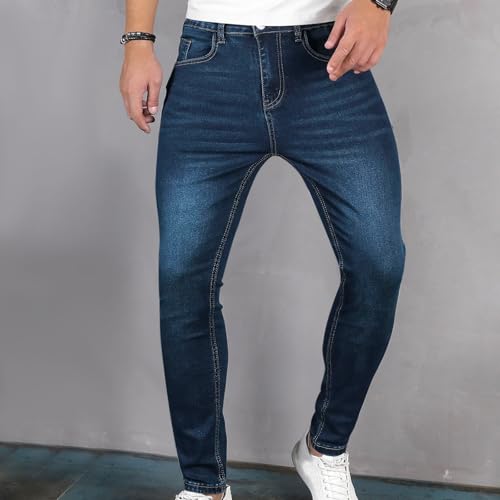 Jeans for Men Slim Fit Vintage Washed Jeans Men Casual Stretch Denim Pants Tight Working Trousers with Pocket Comfort4