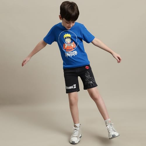 Image of Kidsville Official Naruto Anime Boys Half Sleeves Round Neck Graphic Character Printed Regular Fit Pure Breathable Cotton Fabric Tshirt