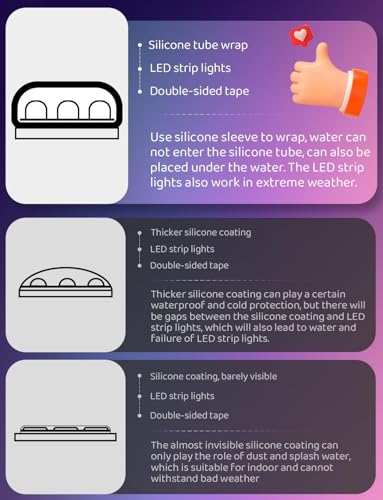 Image of 50FT RGB+IC LED Strip Lights Outdoor Waterproof IP67, DIY Multiple Colors Smart LED Lights Bluetooth App Control RF Remote Color Changing Rope Light for Patio Balcony Garden Eaves Deck