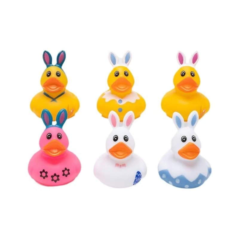 Lanhuiddup 6pcs Rubber Ducks Easters Day Favor or Small Prize Bath Decor Favors for Kids (Easter Duck)