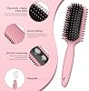 Cepillo definidor de rizos, cepillo para cabello rizado, cepillo para peinar hacia atrás, para peinar y dar forma a rizos en todos los peinados reduciendo tirones (Rosa) 4
