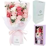 【雑誌anan掲載・プロ監修】Puanela ソープフラワー 花束 誕生日 プレゼント 母の日 ギフト 退職 敬老の日 お祝い 花 造花 紙袋付き (ピンク)