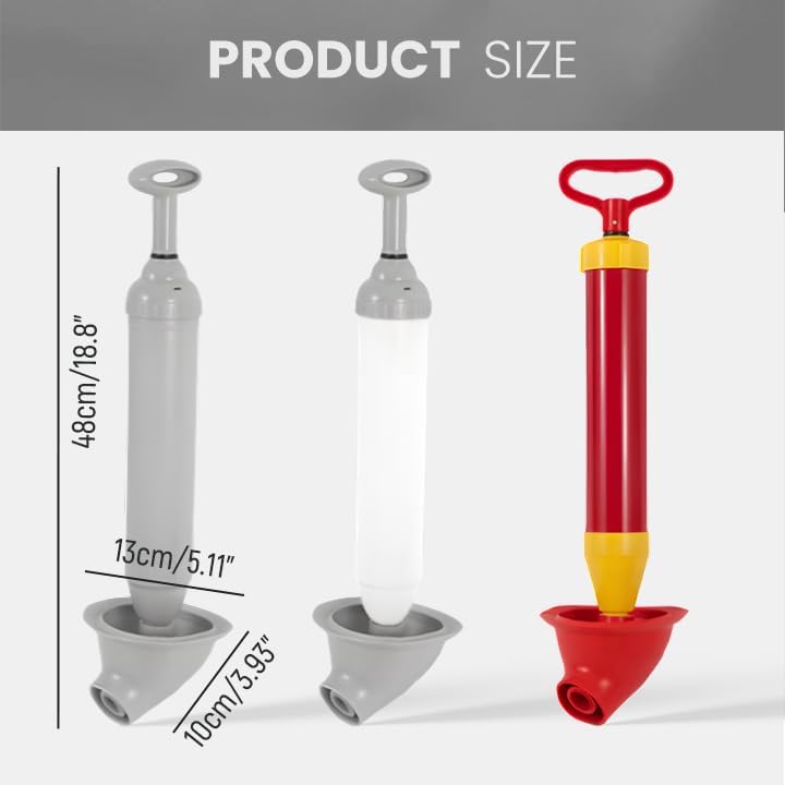 High Pressure Toilet Plunger, 2026 Upgrade Powerful Air Drain Unclogger, Toilet Auger Clog Remover Tool Sink Plunger Bathroom Toilet Unclogger Tool, Heavy-Duty Clog Remover (3, Grey)