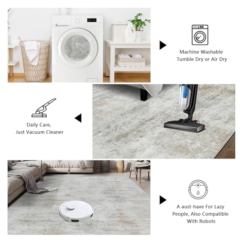 Tapete redondo Vintage Marble 4 pies lavable antideslizante miniatura 7