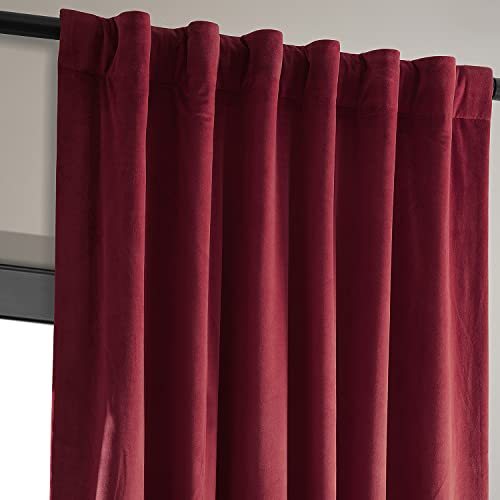 HPD Half Price Drapes Signature Velvet Thermal Blackout Curtains for Living Room 108 Inch Long (1 Panel) Rod Pocket Insulated Blackout Curtains for Bedroom Window Curtains, 50W x 108L, Moroccan Red