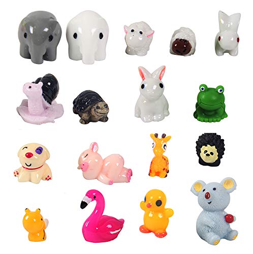 Kbraveo 45Pcs Mini Animals Miniature Ornament Kits Set For Diy,Fairy Gardens Dollhouse Décor,Elephants,Rabbits,Hedgehogs,Hens,Bunnies,Cubs,Chicks,Bees,Cows,Frogs,Snails,Turtles,Puppies,Pigs,Sheep #TOP2