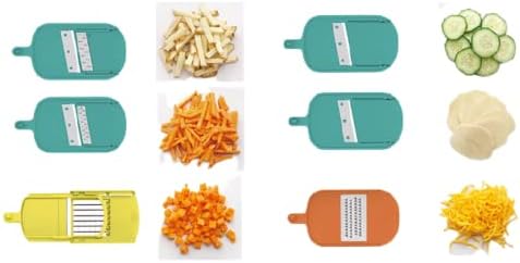 Various blades for the mandoline slicer and examples of their cuts