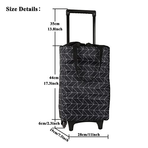 YSUEFIJO Einkaufstasche mit Rollen, Einkaufswagen Trolley Klappbar Teleskopisch Trolley-Taschen Wärmedämmung Kälteschutz… – Bild 8