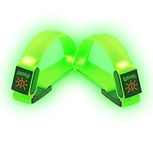 BSEEN 2 Pack LED Armbands for Running – Glow in The Dark Safety Running Gear LED Bracelet Sports Wristbands